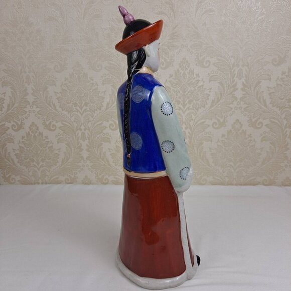 Vintage Porcelain Chinese Boy Statue Traditional Clothing Hand Painted - Picture 11 of 14